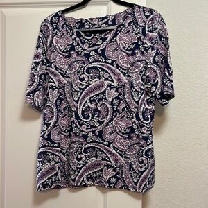 Talbots short sleeved tee top size large with scalloped neck NWOT